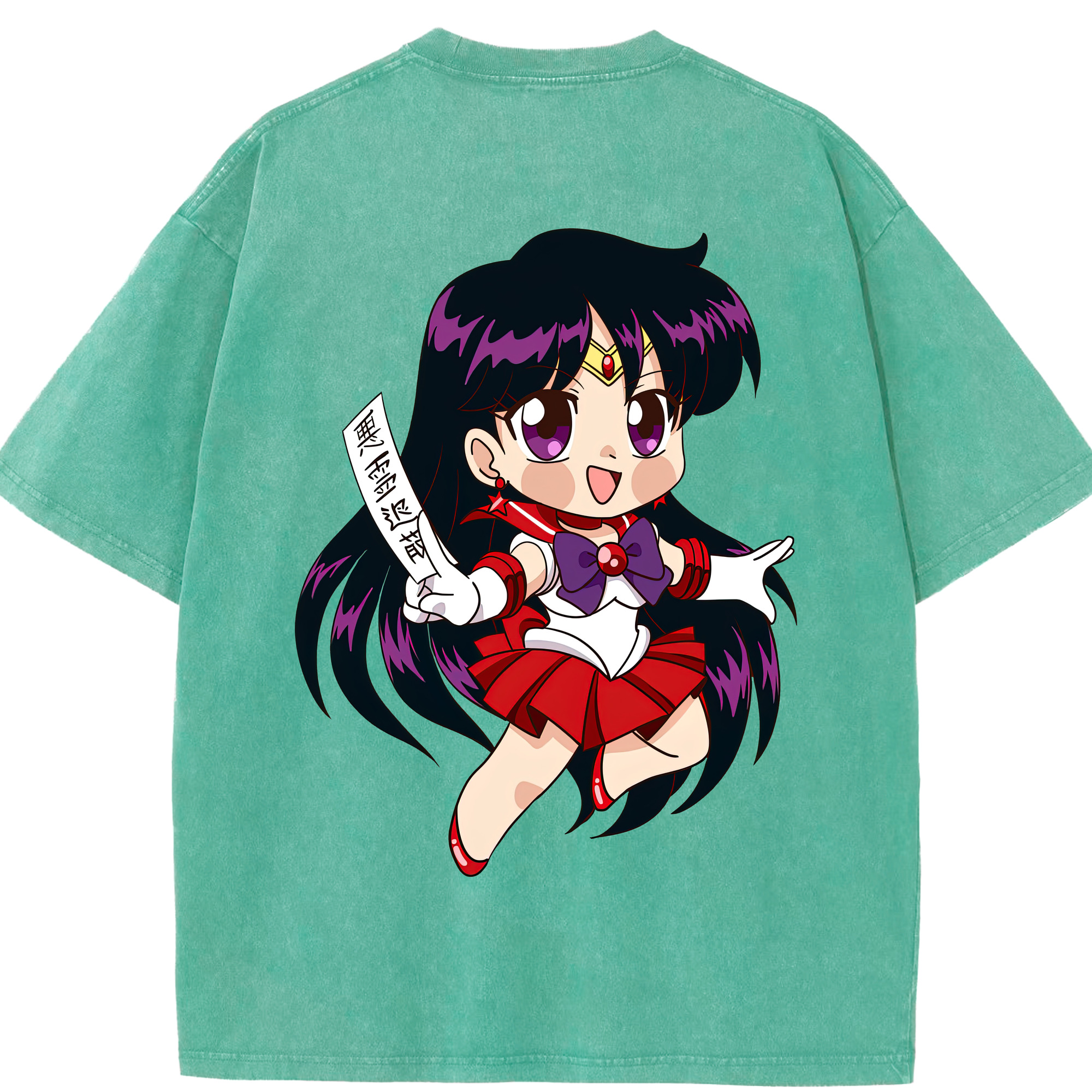 （画像用） 美少女戦士セーラームーン 火野レイ ひの レイ Sailor Moon Hino Rei （セーラーマーズ,Sailor Mars） 綿100% ヴィンテージ風 半袖Tシャツ（背面プリント）
